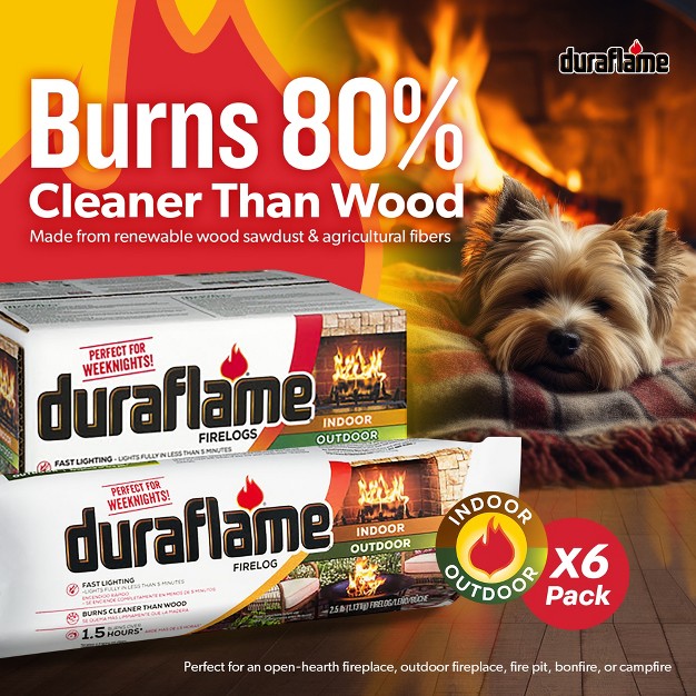 Duraflame 2 5lb Indoor Outdoor Quick Light Firelog For Camping Firepits Bonfires And Fireplaces 1 5 Hour Long Burn Time 6 Pack