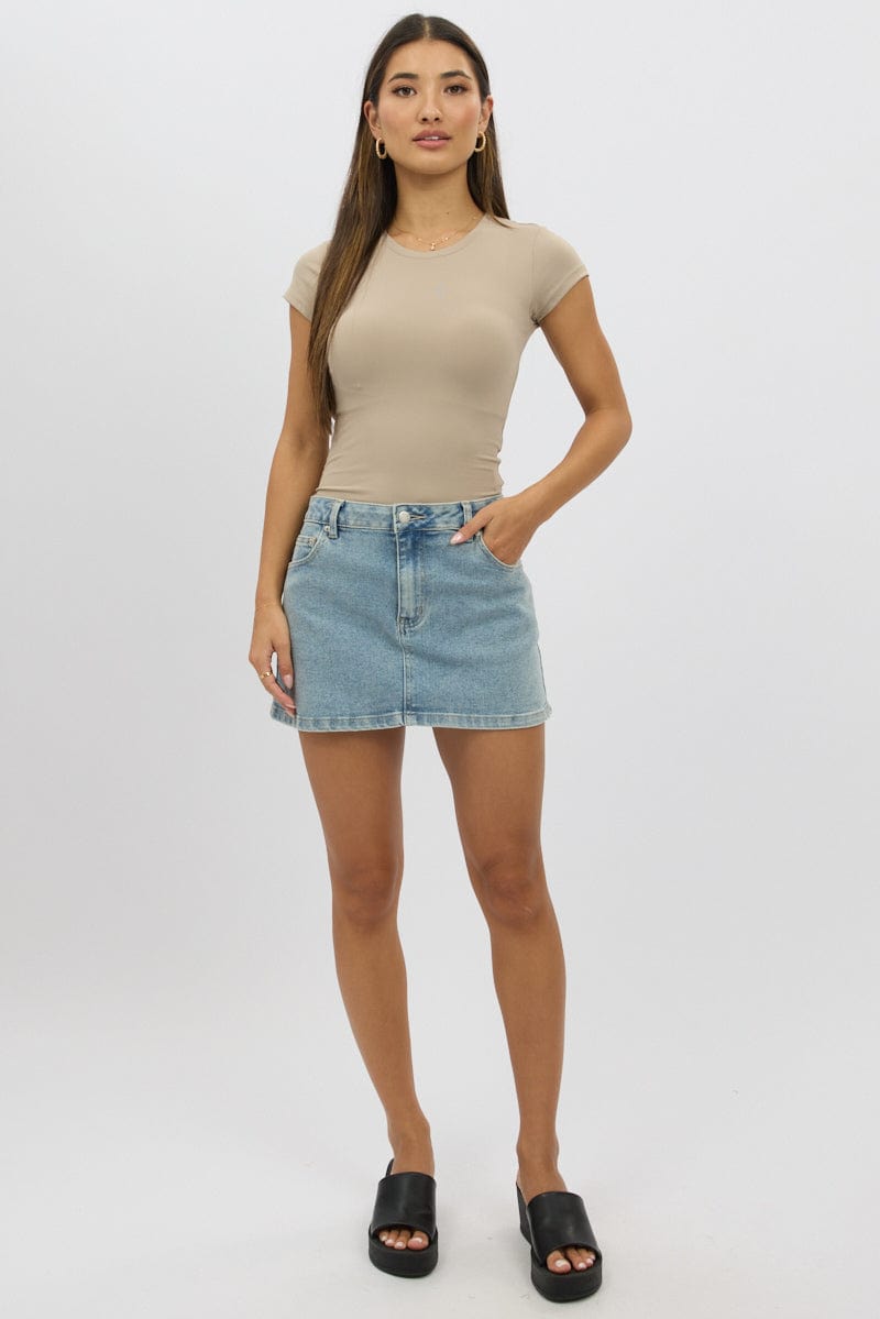 Beige T-Shirt Cap Sleeve Supersoft