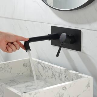 FORCLOVER Single-Handle Wall Mounted Faucet with Swivel Spout in Matte Black GeYSWNK09