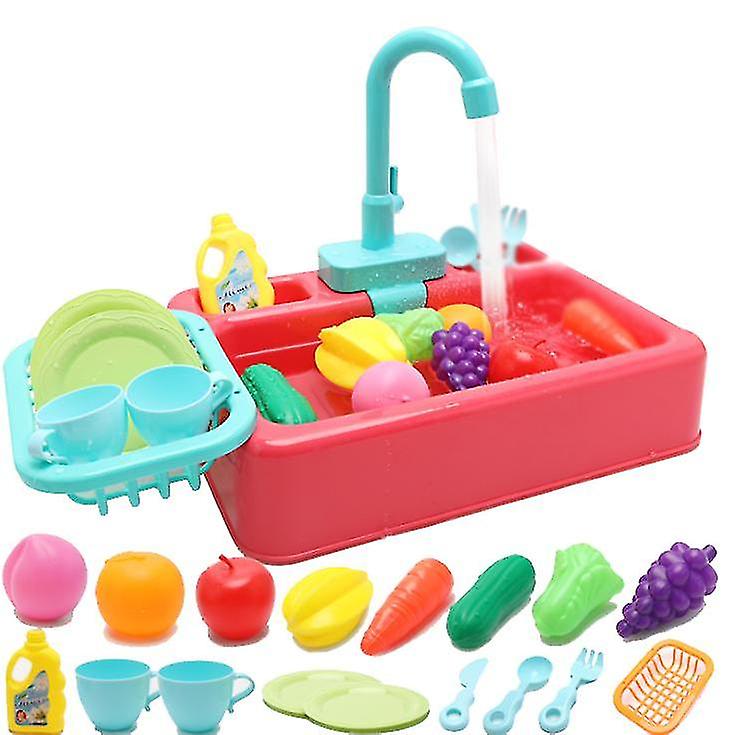 Changing Kitchen Sink Toys， Children Electric Dishwasher Playing Toy With Running Water