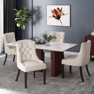 Noble House Hayden Beige Upholstered Dining Chairs (Set of 4) 82898