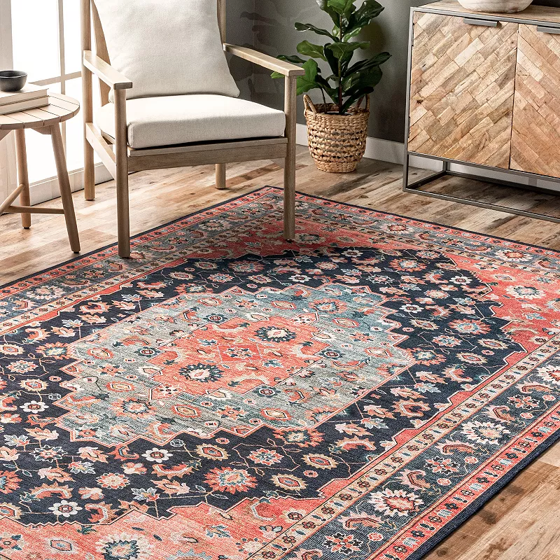 nuLOOM Francis Persian Medallion Machine Washable Area Rug