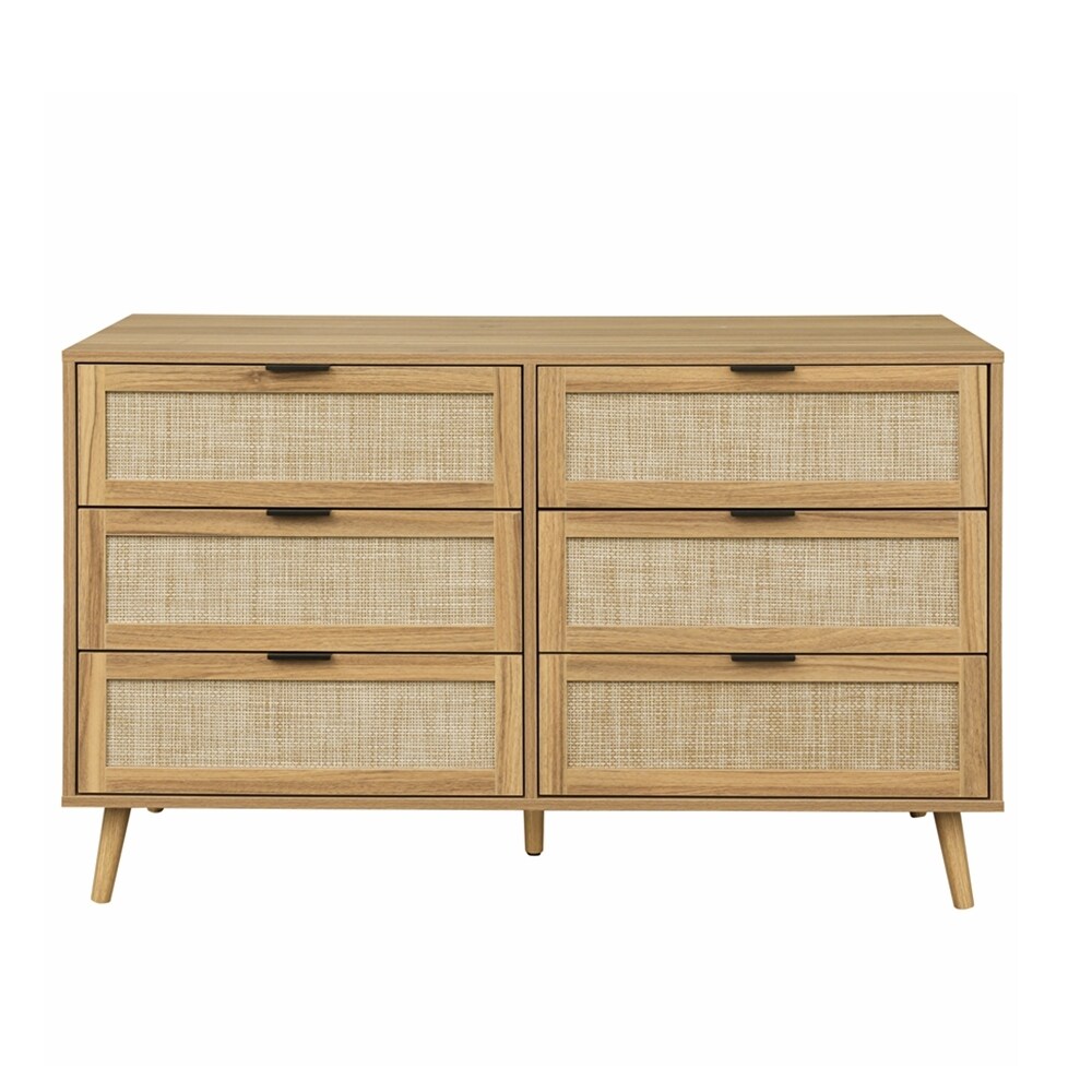 Modern 6 Drawer Dresser Wood Cabinet   N/A