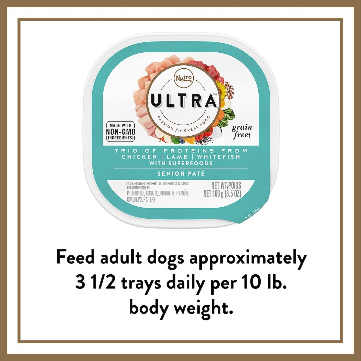 Nutro Ultra Grain-Free Trio Protein Chicken， Lamb and Whitefish Pate with Superfoods Senior Wet Dog Food Trays