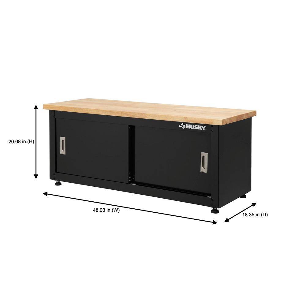 Husky G4802B-US Steel Storage Bench in Black (48 in. W x 20 in. H x 18 in. D)