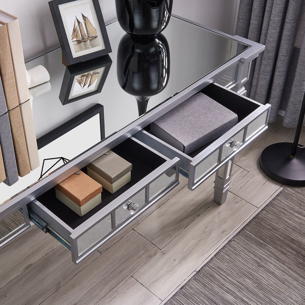 SEI Furniture Galian Glam Mirrored Writing Desk w/ Drawers