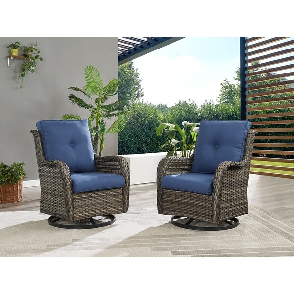 Pocassy 5Piece Outdoor Furniture Set，Swivel chairs with Ottomans