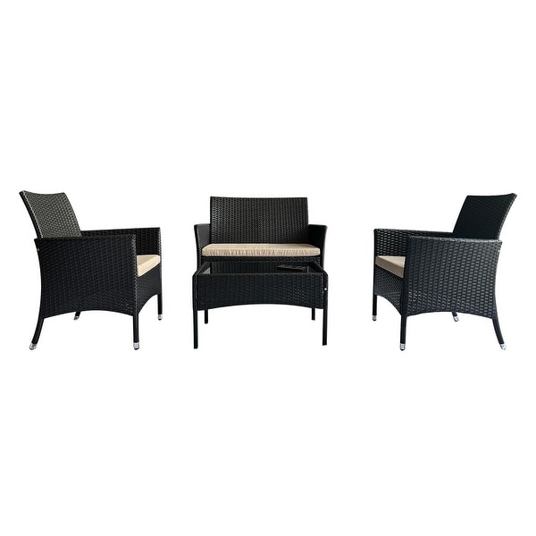 4 Piece Outdoor Patio Conversation Furniture