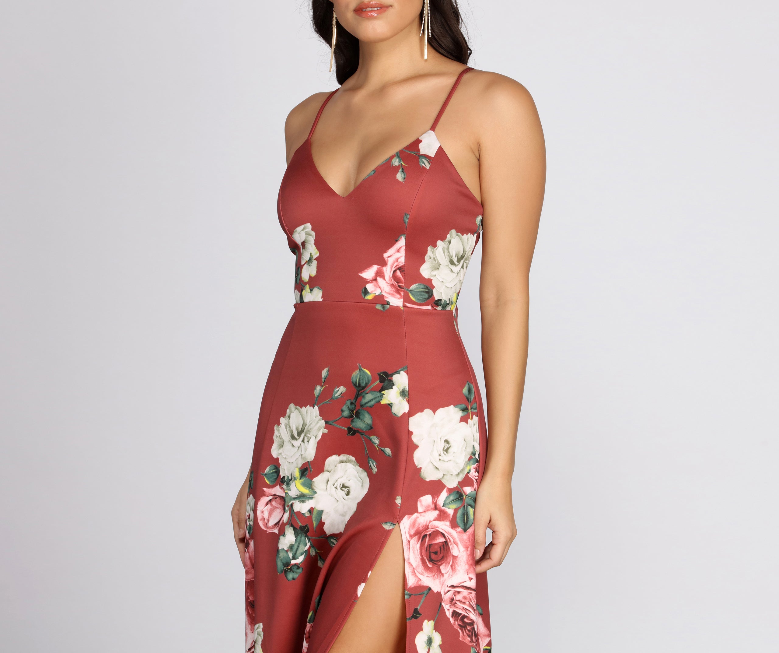 Danya Scuba Floral A-Line Dress