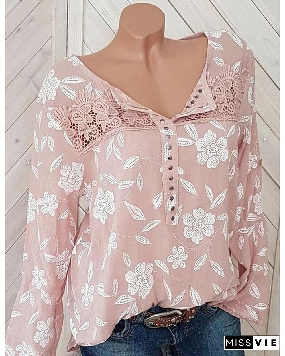 Women's Blouse Shirt Floral Flower Long Sleeve Print Round Neck Tops Basic Top