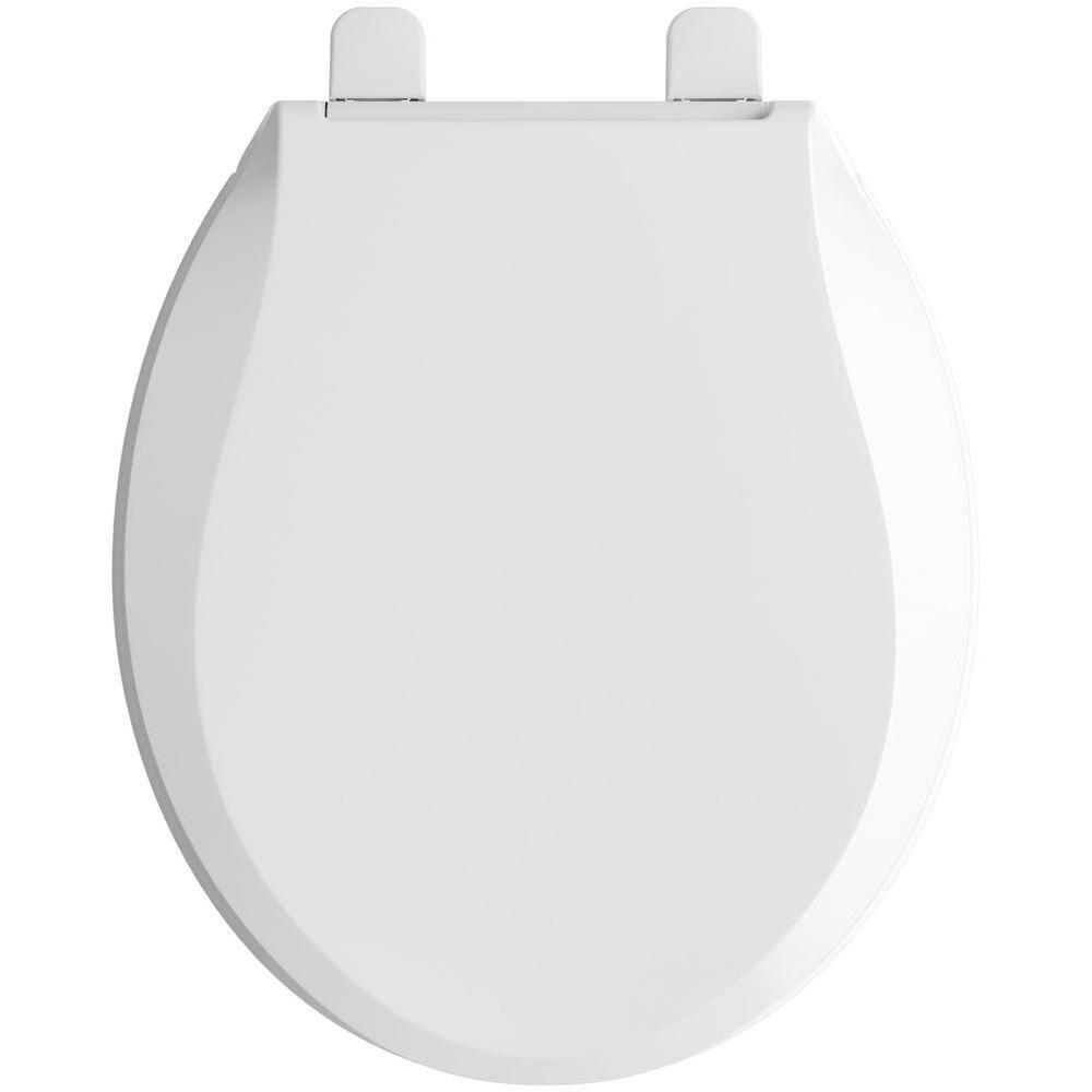 KOHLER Cachet LED Nightlight Round Quiet Closed Front Toilet Seat in Biscuit