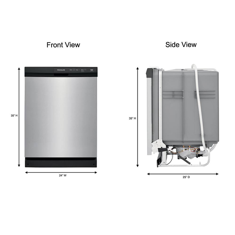 Frigidaire 24 In. in. Front Control Built-In Tall Tub Dishwasher in Stainless Steel with 3-Cycles 55 dBA FFCD2413US