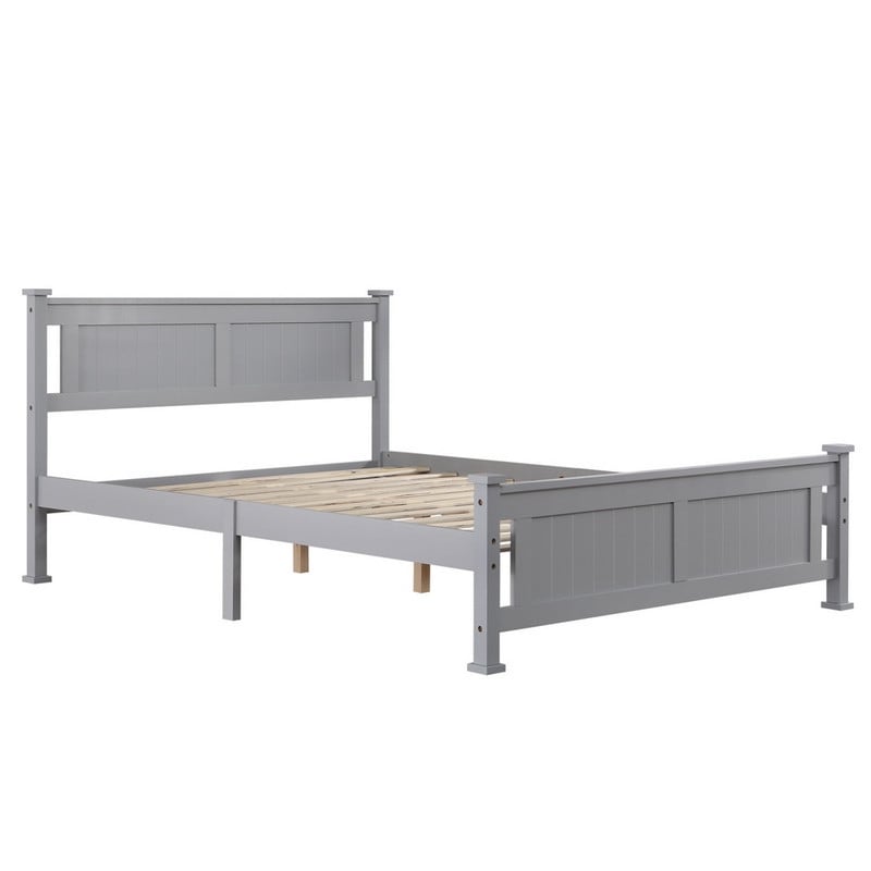 Vertical Decorative Core Bed Frame Grey Full/Twin/Queen