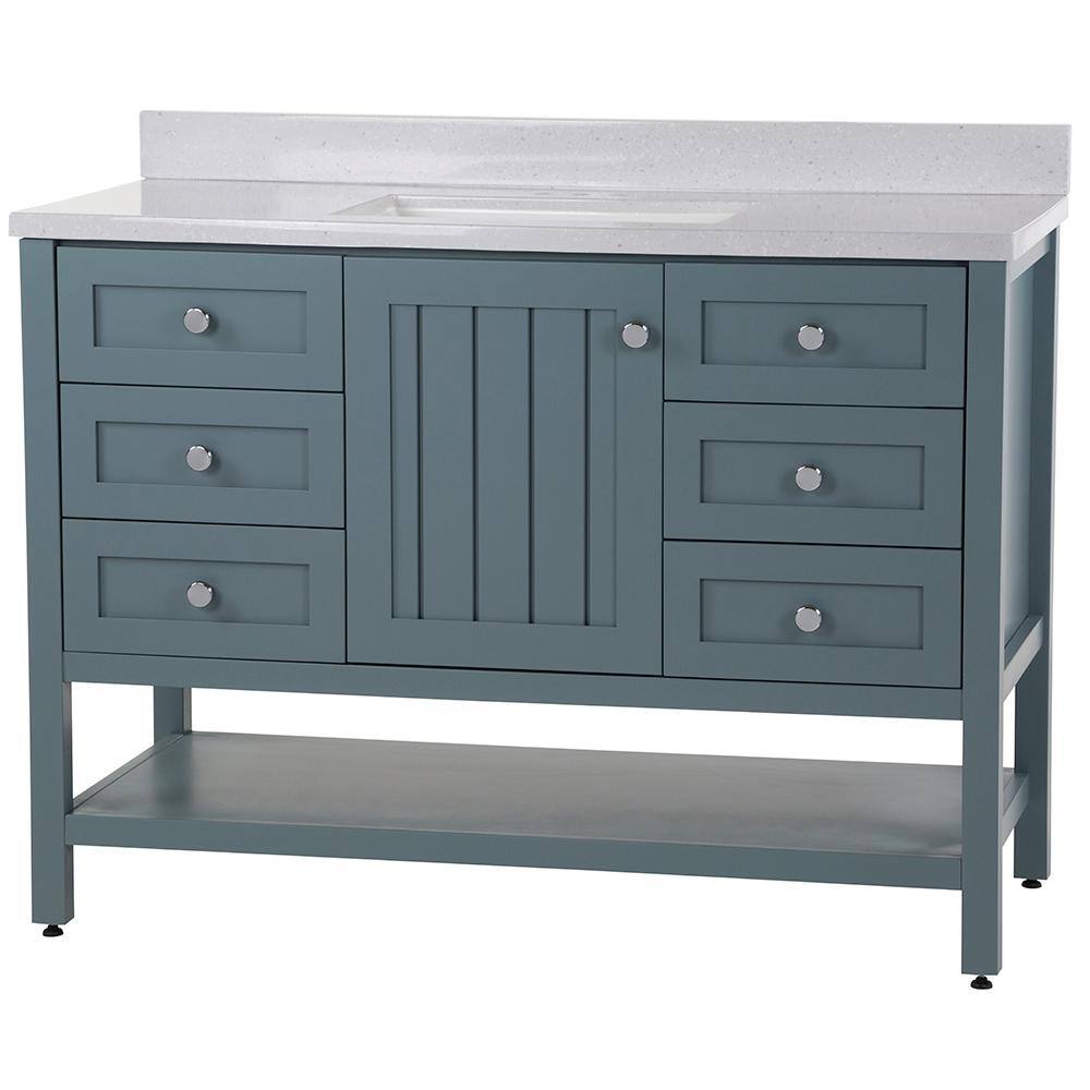 Home Decorators Collection Lanceton 49 in. W x 22 in. D Bath Vanity in Sage with Solid Surface Vanity Top in Titanium with White Sink LT48P2V8-SE