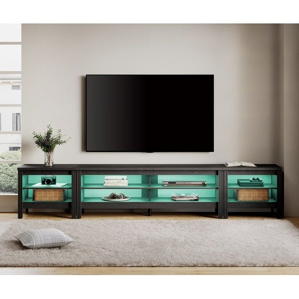 Black TV Stand for 75/85/100 Inch TV， Television Stand and End Table Set