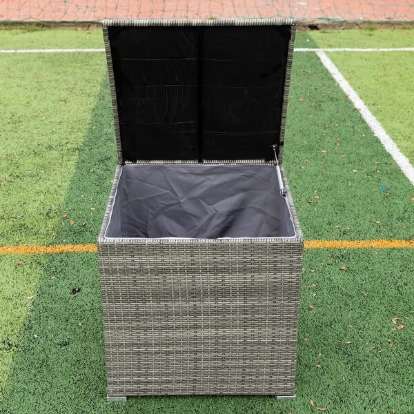 4 Piece Patio Sectional Wicker Rattan Outdoor Furniture Sofa Set with Storage Box