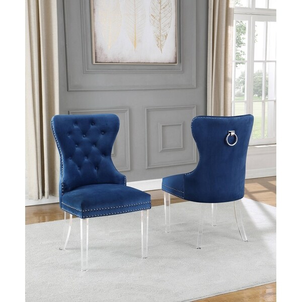 Best Quality Furniture Button Tufted Nailhead Wingback Chairs Acrylic-Set of 2