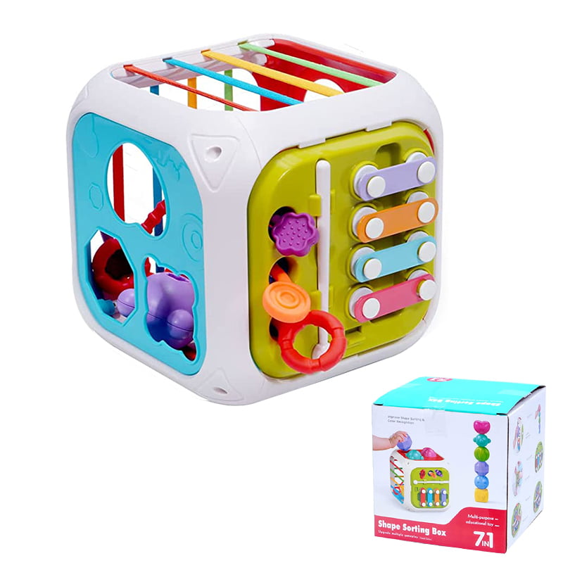 Layado Baby Shape Sorting Toy Montessori Toys， Baby Learn Toy Cube for Toddler 1 2 3 4 5 Years Old Boys and Girls