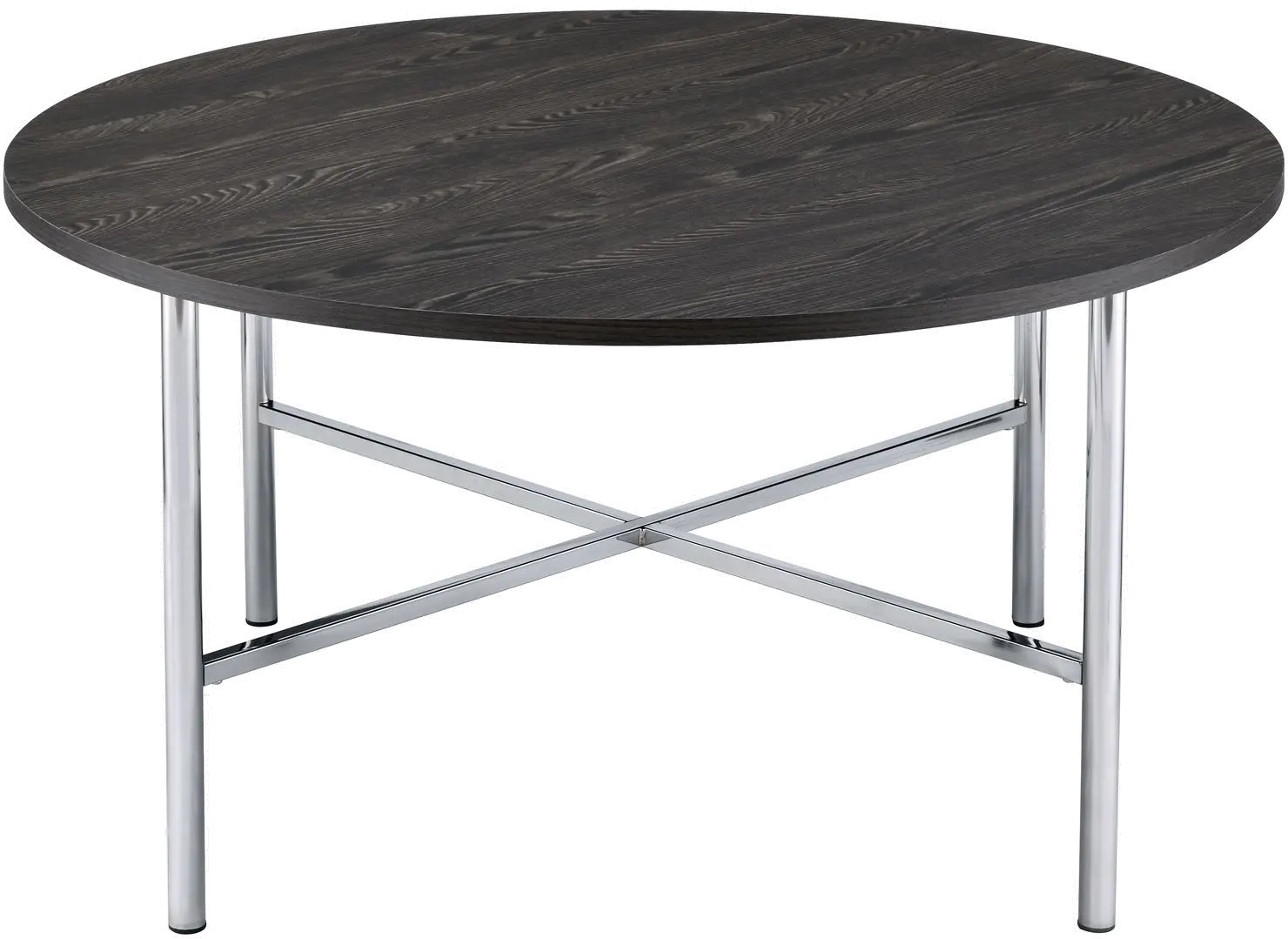 Dakota Charcoal Off Black and Chrome Round 3 Pack Table Set