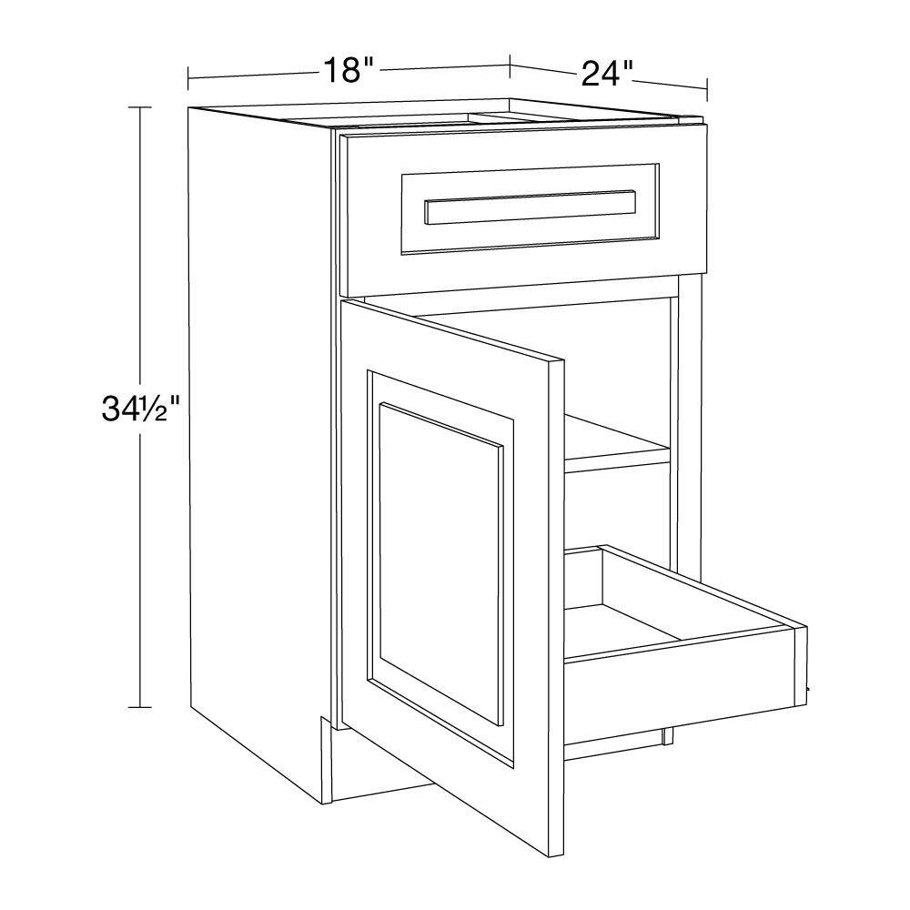 Home Decorators Collection Grayson Deep Onyx Plywood Shaker Stock Assembled Base Kitchen Cabinet 1-ROT Left 18 in. x 34.5 in. x 24 in. B18L-1T-GDO