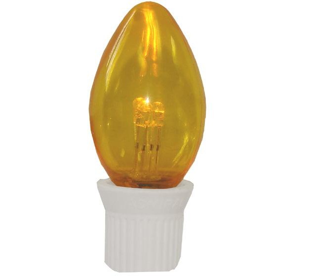 Hub Pack 25 Commercial Transparent Yellow 3 led C7 Replacement Christmas Light Bulbs