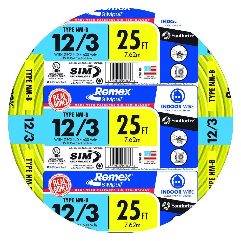 Southwire 25 ft. 123 Solid Romex SIMpull CU NM-B WG Wire 63947621