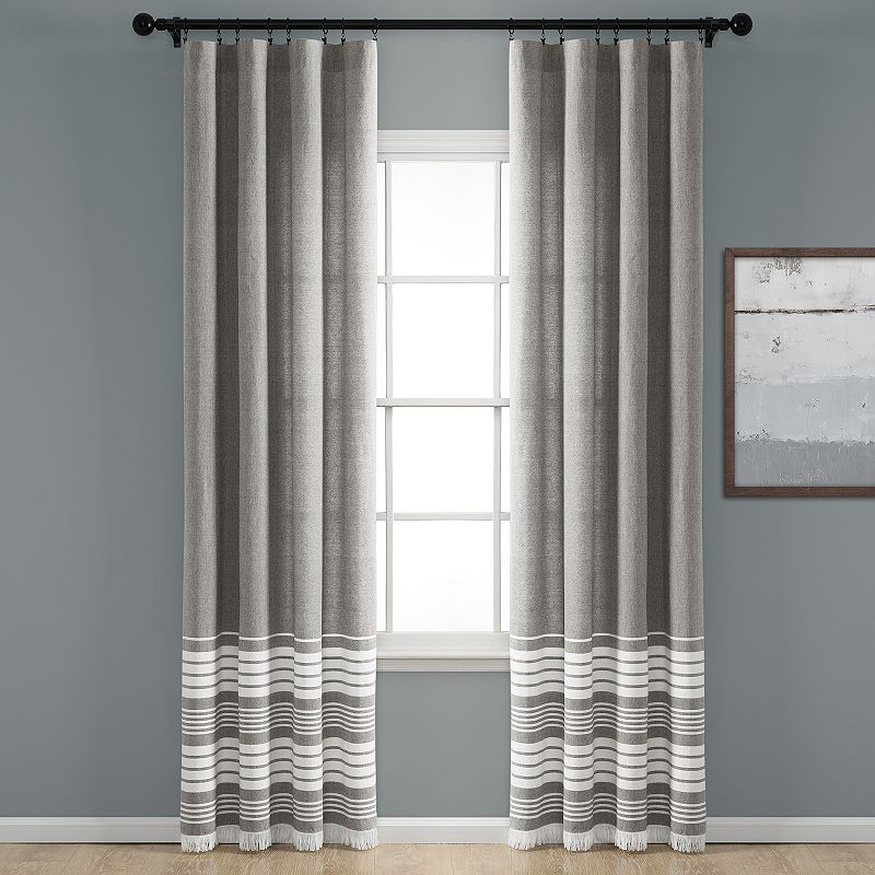 Lush Decor Nantucket Yarn Dyed Cotton Tassel Fringe Window Curtains Set