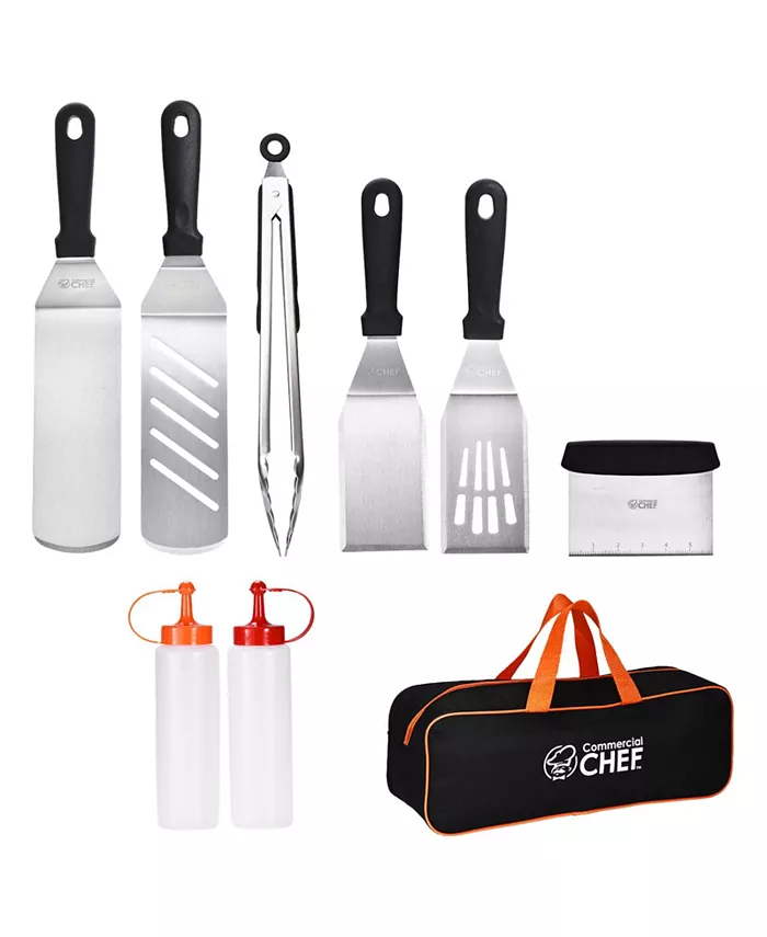 Commercial Chef Blackstone Griddle Accessories Kit - Flat Top Grill Accessories - Griddle Tools Utensils - for Breakfast Hibachi and Camp Chef Griddle - with Chef Spatula Set and Cleaning Kit - 9 PCS