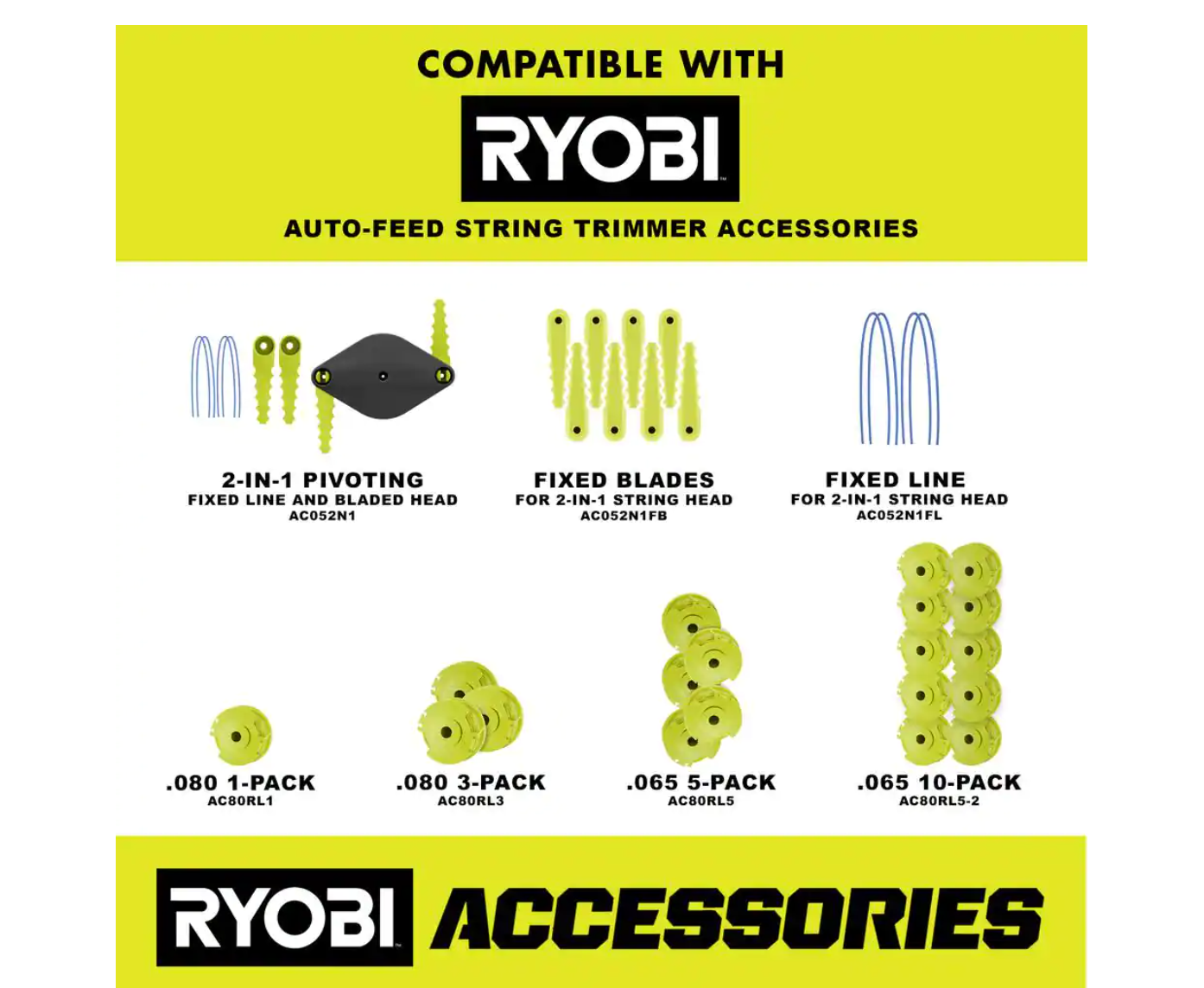 RYOBI P20140-AC ONE+ 18V 13 in. Cordless Battery String Trimmer/Edger with Extra 3-Pack of Spools， 4.0 Ah Battery and Charger