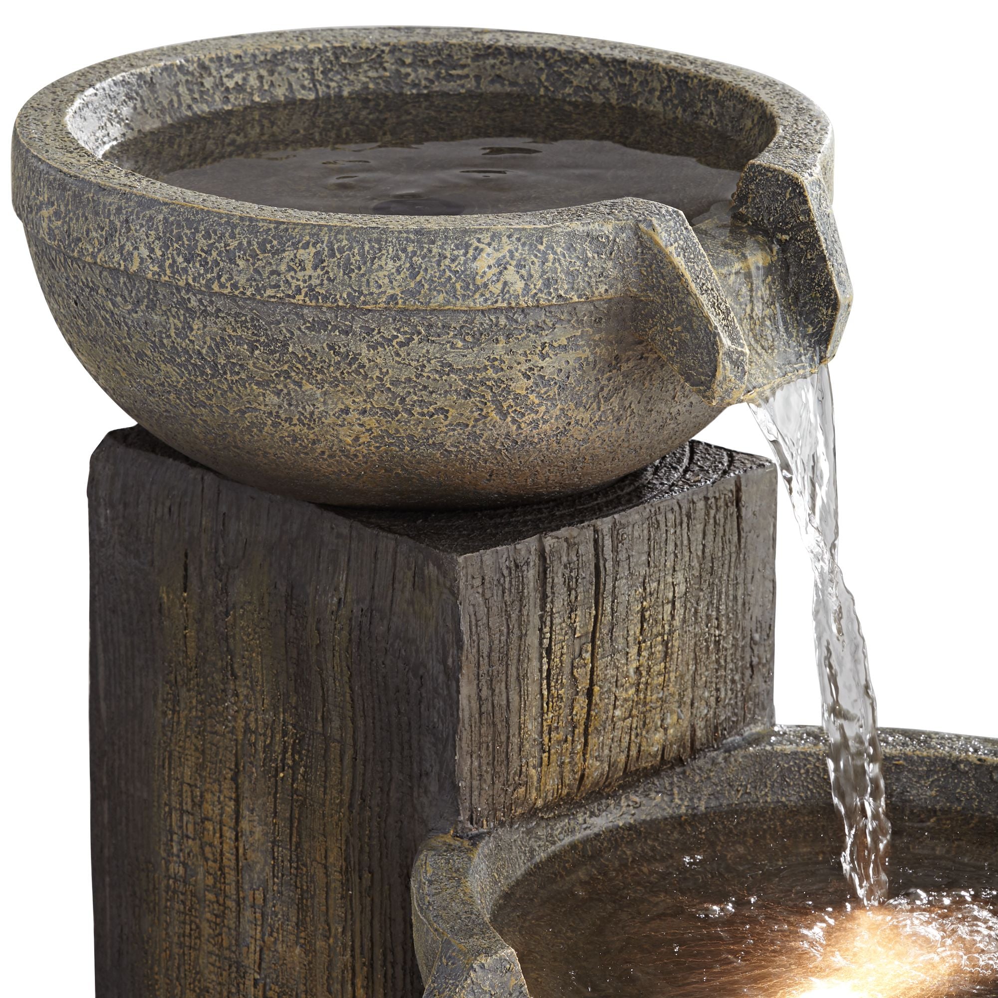 John Timberland Rustic Outdoor Floor Water Fountain with Light LED 40 1/2