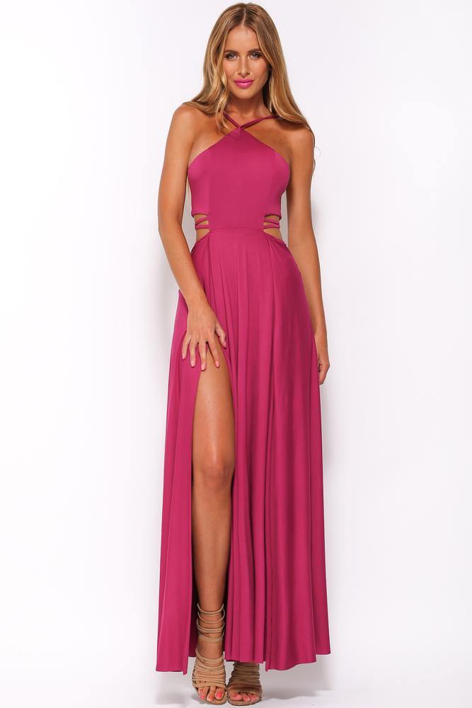 Kiss My Lips Maxi Dress Fuchsia