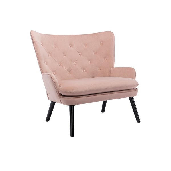 Cozy Mid-Century Accent Chair with High Back and Padded Seat， Pink