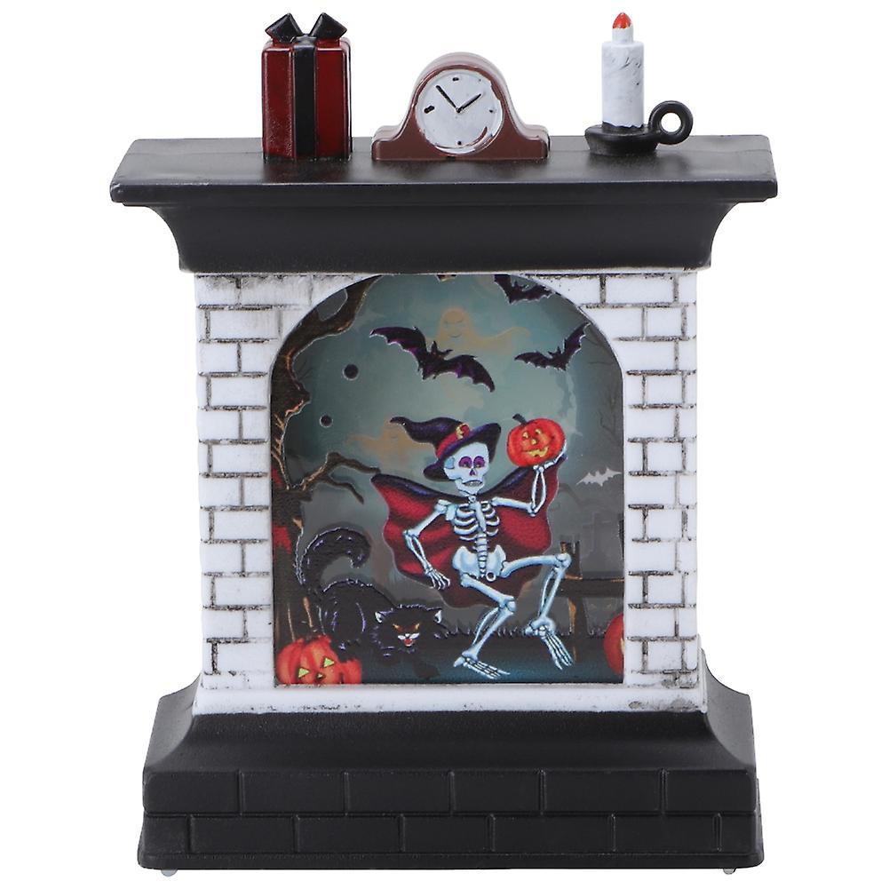 Halloween Fireplace LED Lantern Night Light Party Home Hanging Props Decorations(Skeleton)