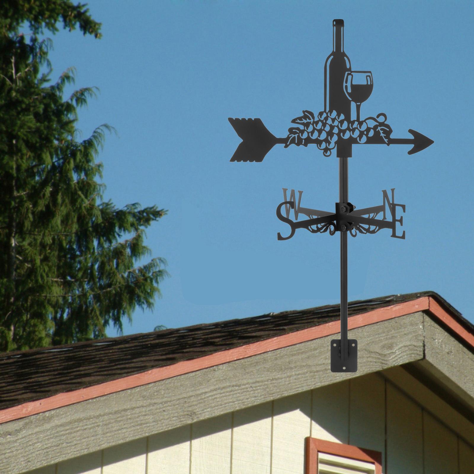 Iron Weather Vane， Wind Direction， Garden Indicator Stake， Farm Scene Measuring Tool Ornaments Crafts Weathercock for Roof， Farm， Yard， Fence Bottle