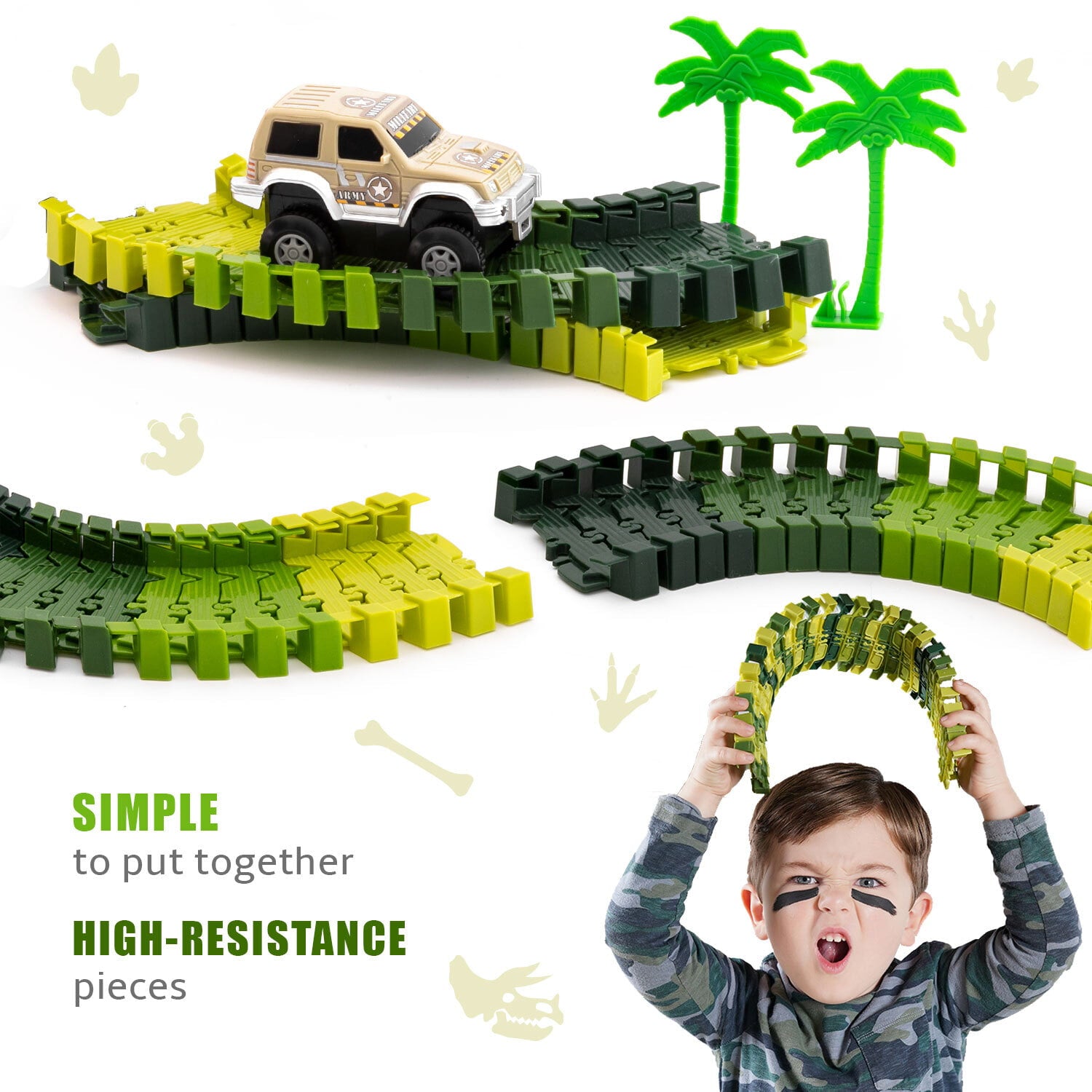 JitteryGit Dinosaur Toys for Boys Race Car Track Set | Dinosaurs STEM Vehicle Playsets for Kids Toddler Ages 3 4 5 6 7 8 Year Olds