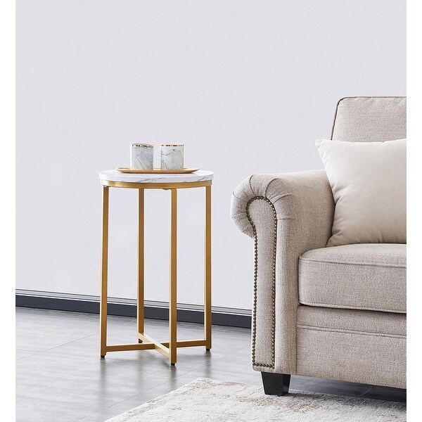 X-shaped Base Side Table/End Table in White/Gold