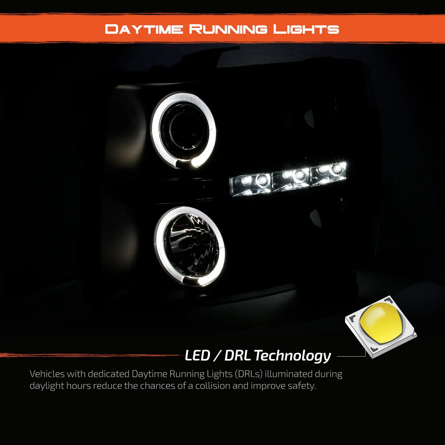 [LED Upgrade]For 07-13 Chevy Silverado Halo Projector Headlights + Tail Lights