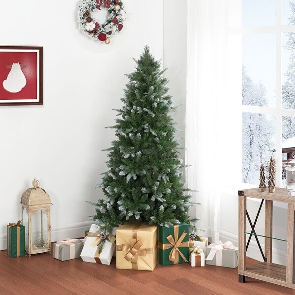 Alberta White Tip Christmas Tree with Lights，Prelit Christmas Tree，Pine Fir with Led Lights，White Painted Tips