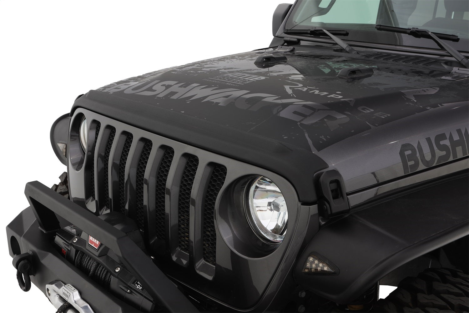 Bushwacker 14093 Trail Armor Hood Stone Guard Black Textured Finish， 1-Piece for 2018-2021 Jeep Wrangler JL， 2 and 4-Door