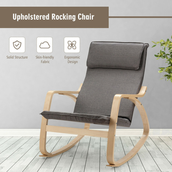 Costway 40356218 Stable Wooden Frame Leisure Rocki...