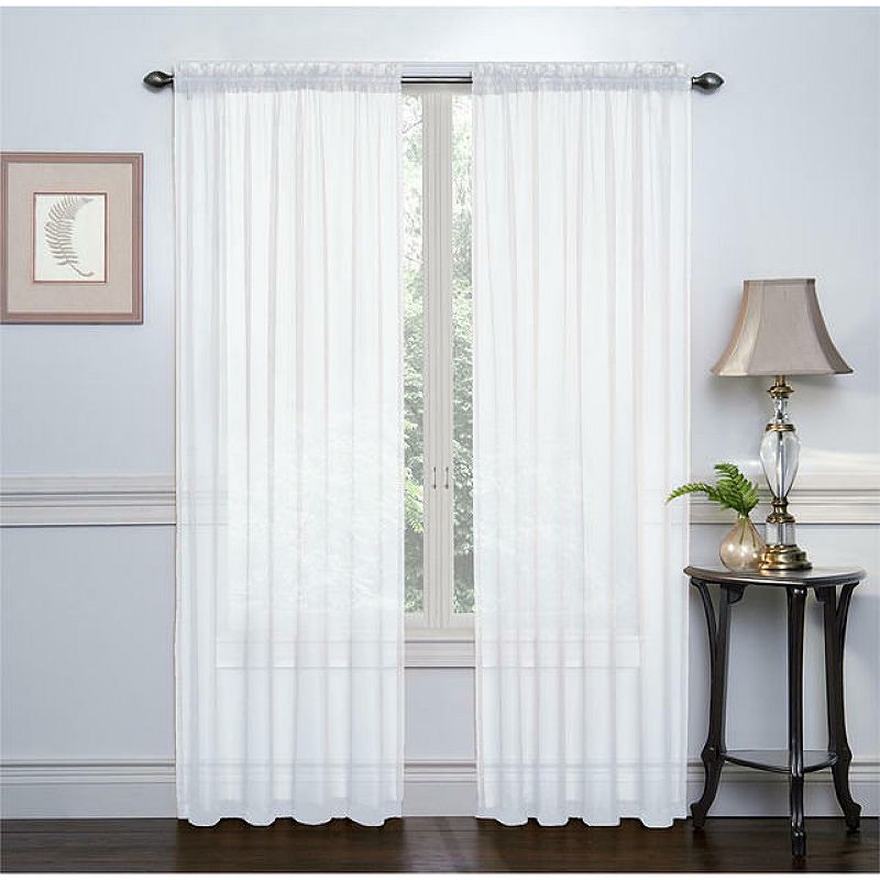 GoodGram 2 Piece Rod Pocket Elegant Sheer Voile Curtain Panels