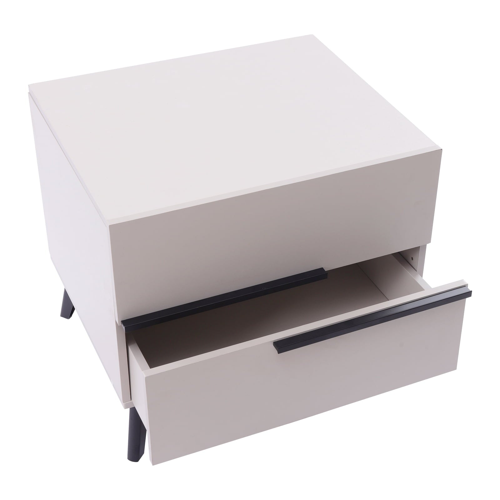 Loyalheartdy 2 Drawers Classic Nightstand, Modern White Wooden Bedside Table Bedroom Night Table Sofa End Table 19x16x17In