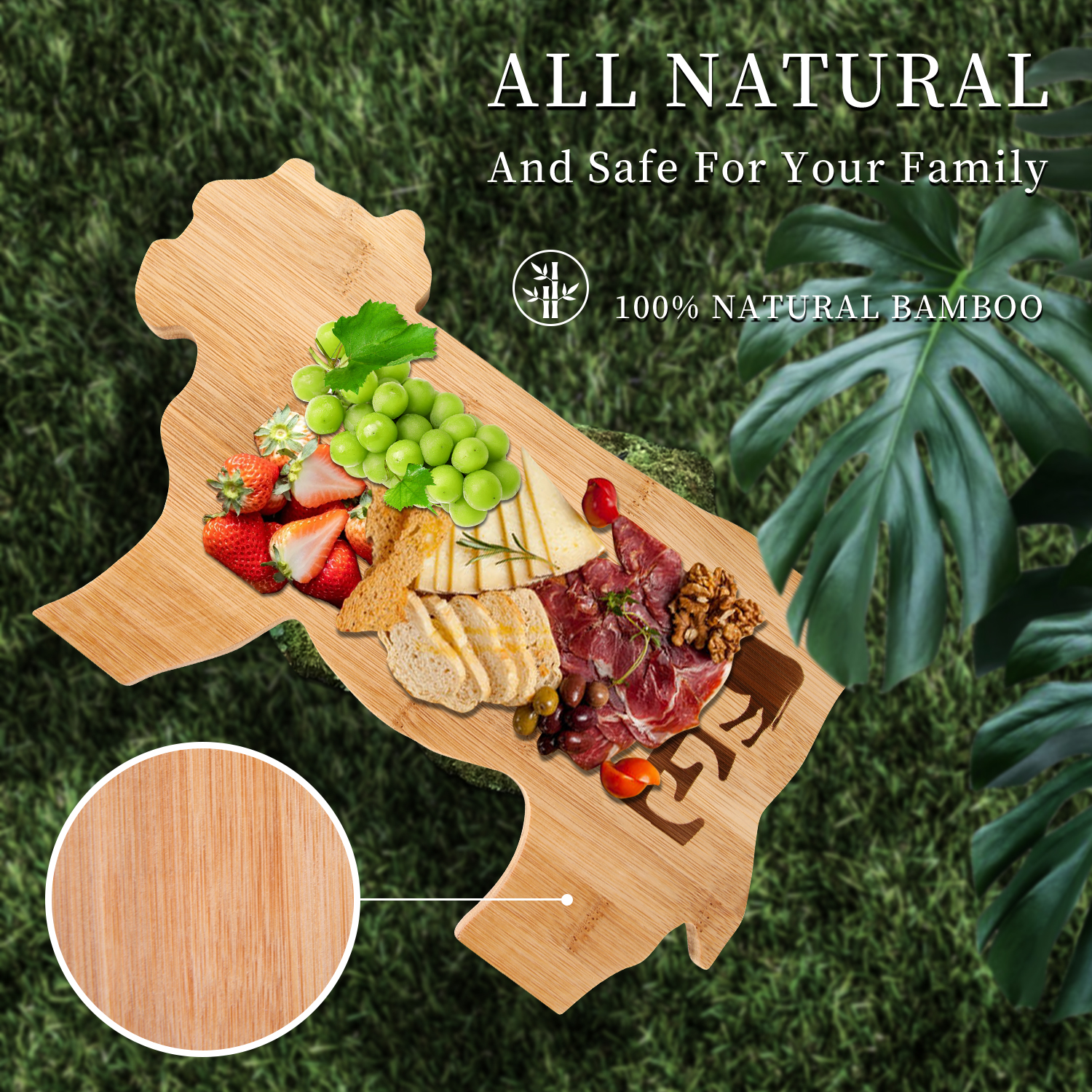 Vastigo Bamboo Cutting Board for Kitchen， LOVE COW Shaped Personalized， Charcuterie Board， Custom Engraved Serving Tray， Cheese Board， Decor Fruit Platte， Gift