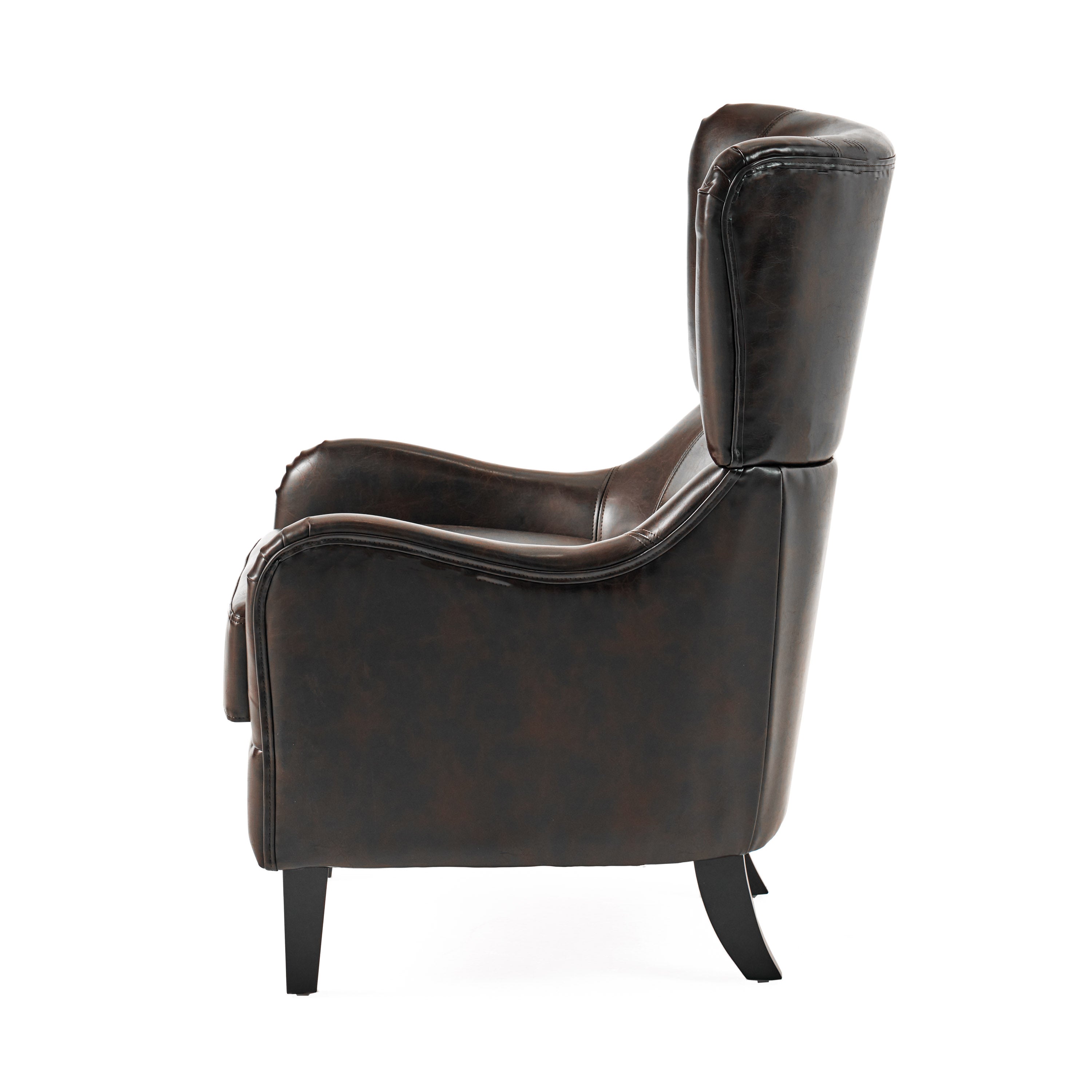 Alden Leather High Back Wingback Armchair