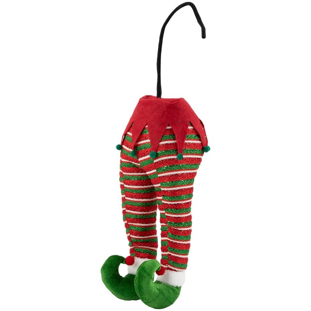 Red And Green Striped Elf Legs Christmas Decoration