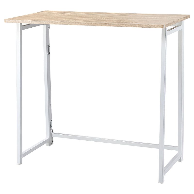 HOMCOM Writing Desk 31 Foldable Computer Desk with Metal Frame Space Saving Workstation for Home Office White