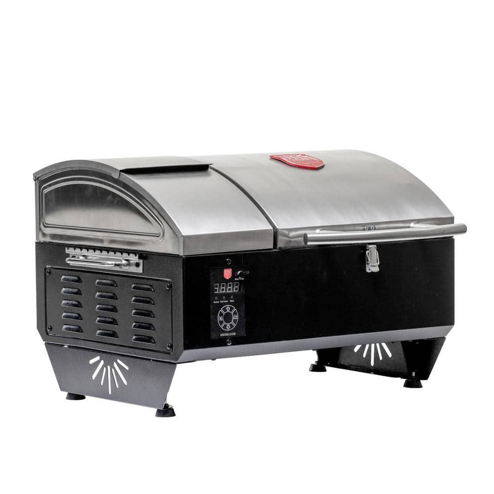 USSC GRILLS Portable Wood Pellet Grill in Stainless Steel with Griddle