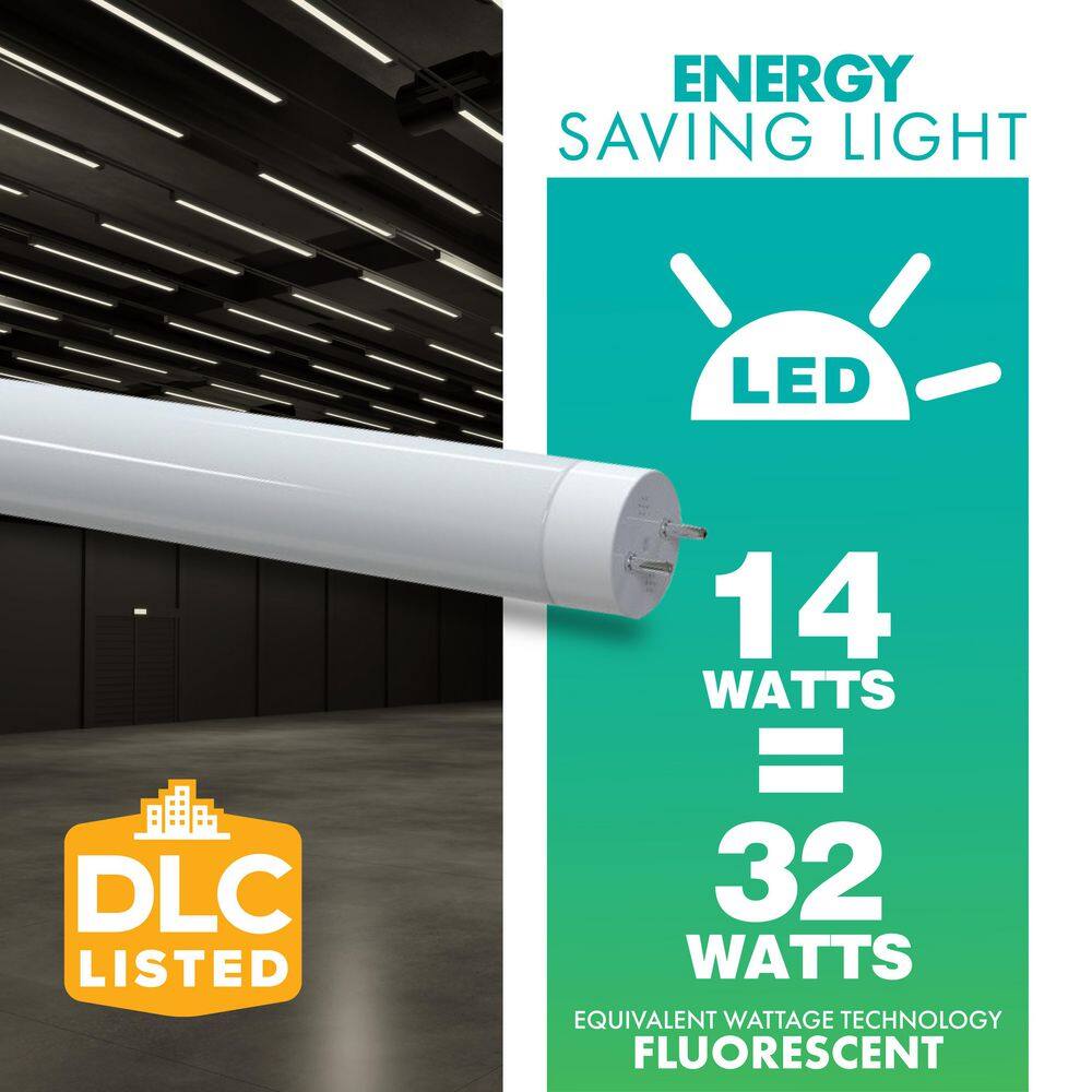 Simply Conserve 14-Watt32-Watt Equivalent 4 ft. Linear T8 Type A LED Tube Light Bulb Daylight 5000K 25-pack L14T8G50A-25