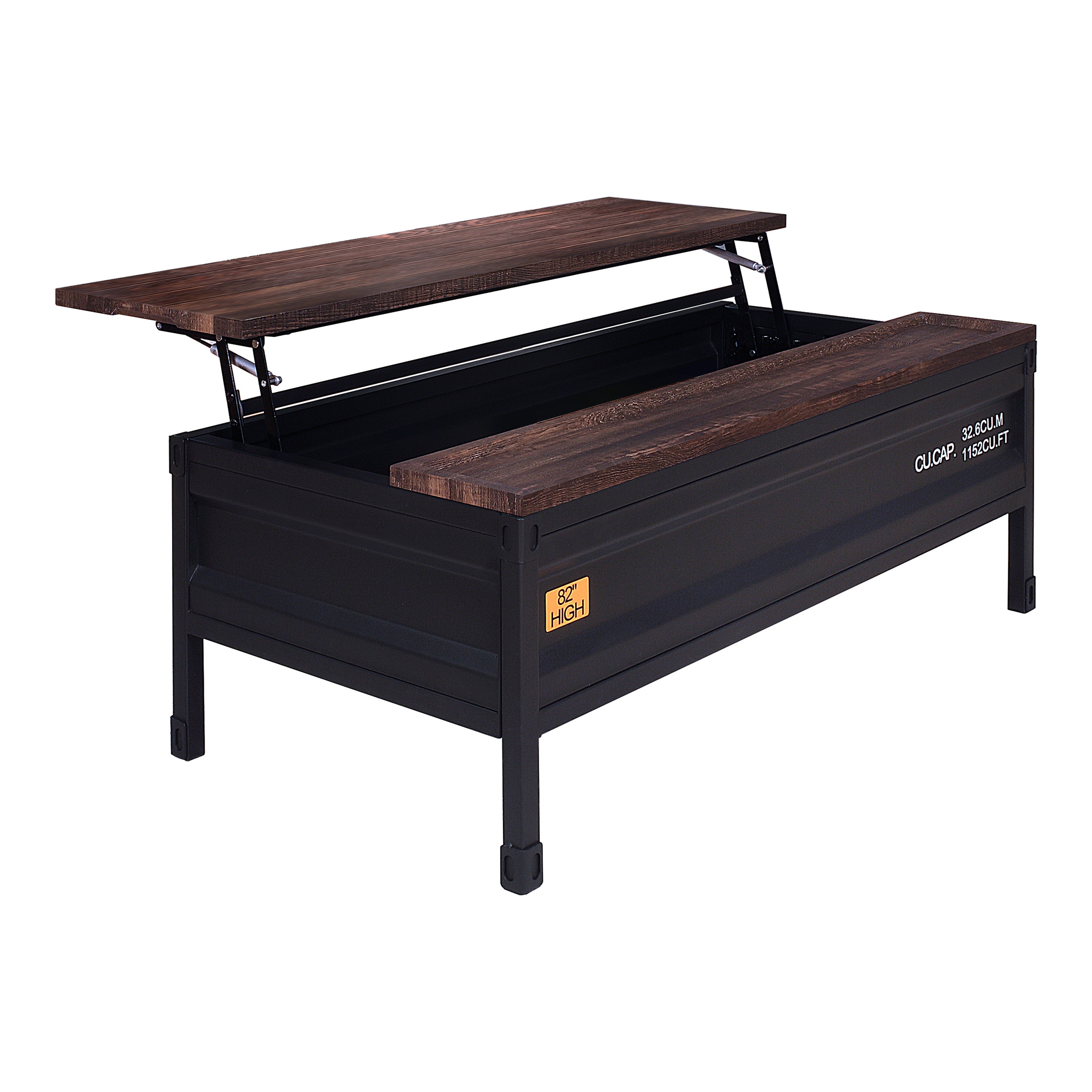 Furniture of America Prosta Industrial Wood and Metal Lift Top Coffee Table, Walnut/Black