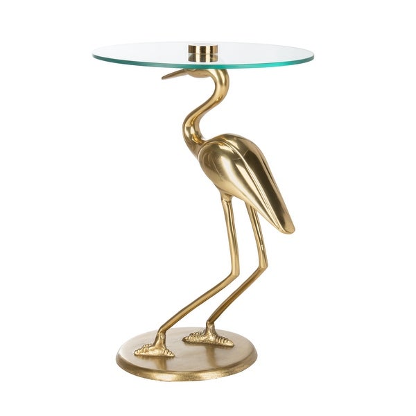 SAFAVIEH Tori Crane Base Accent Table - Gold / Glass - 14.5